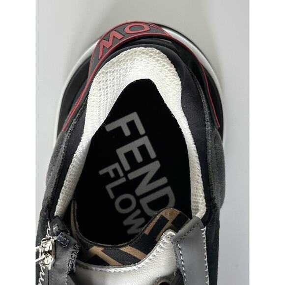 NIB $930 Fendi Flow Men\'s Leather/Fabric Sneakers Black 11 US (44 Eu) 7E1392 IT main image 4